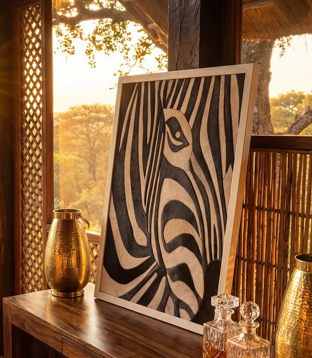 Leather Zebra Print Abstract Wall Art