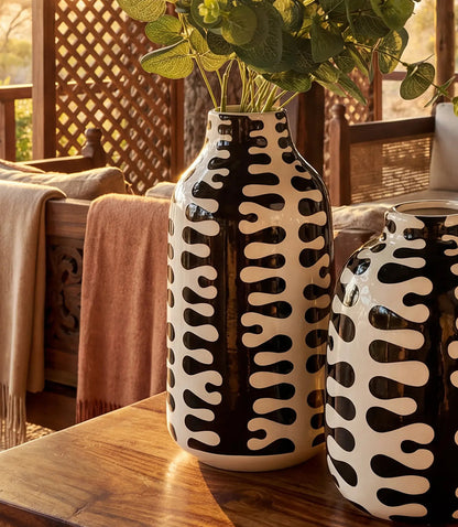 Tall Black And White Ceramic Vase