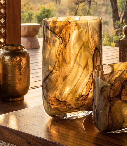 Tall Swirl Hand Blown Glass Vase