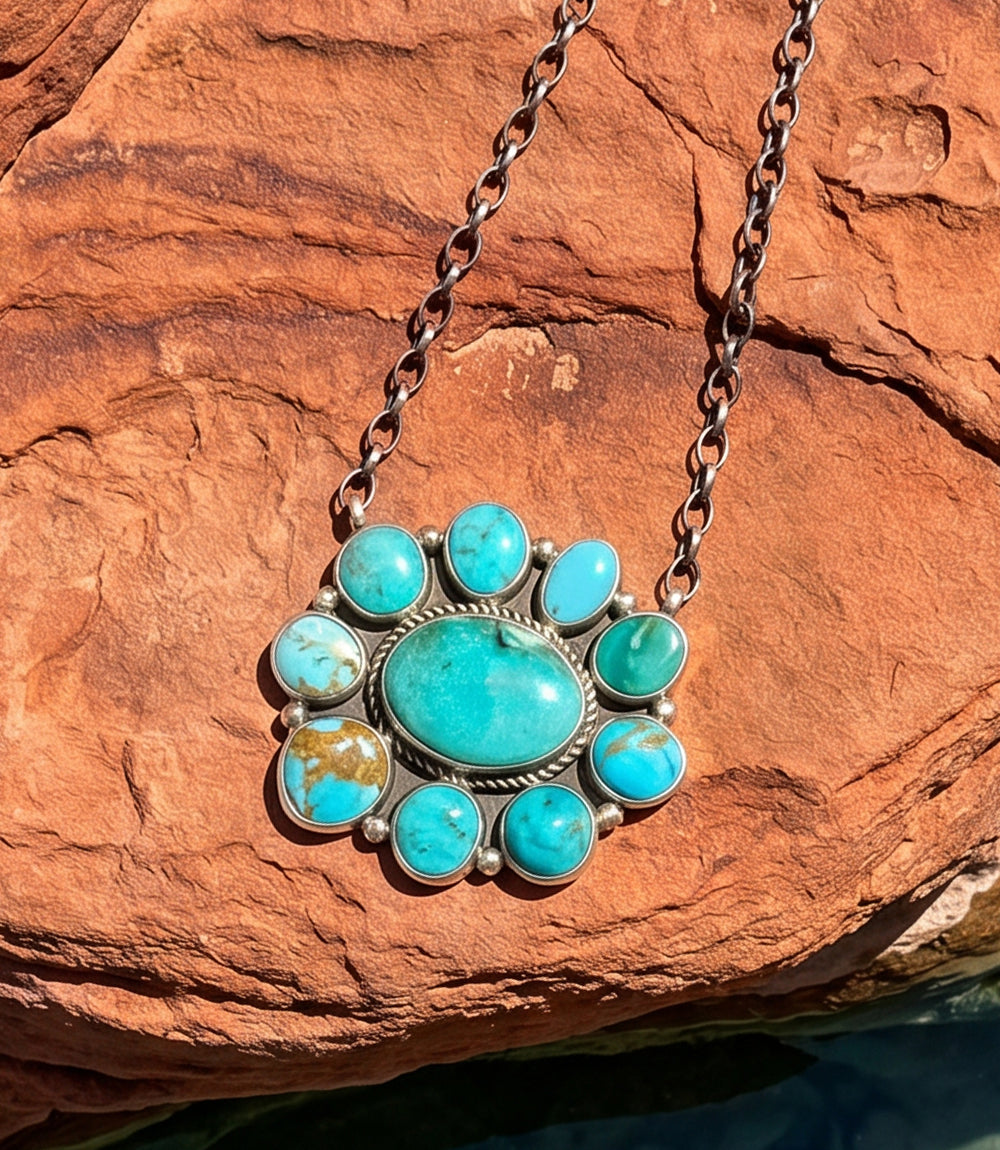 Kingman Turquoise Pendant Necklace
