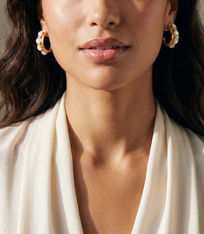 Inset Pearl Hoop Earrings