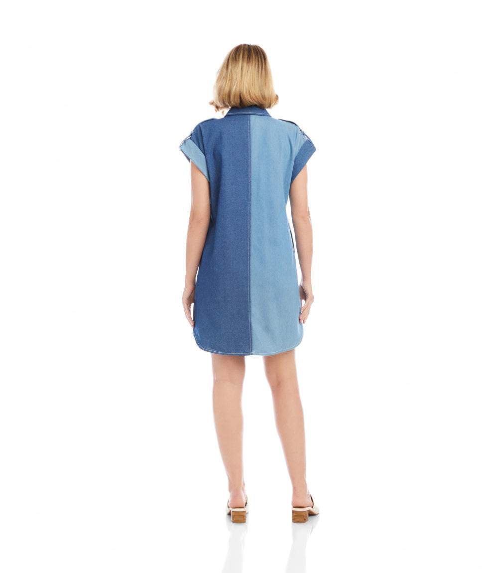 Cap Sleeve Denim Shirtdress