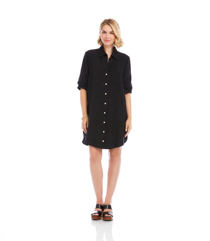 Ruched Sleeve Shirtdress