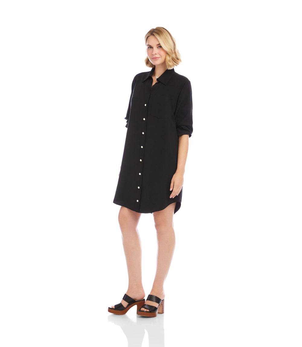 Ruched Sleeve Shirtdress
