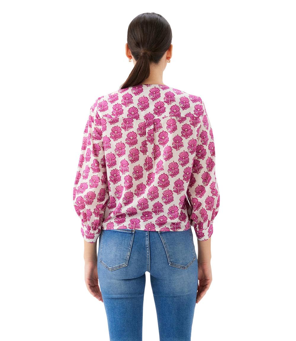 Blouson Sleeve Tie-Front Top