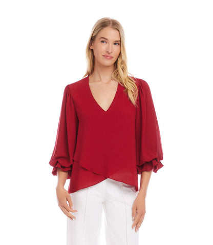 Layered Sleeve Asymmetric Top
