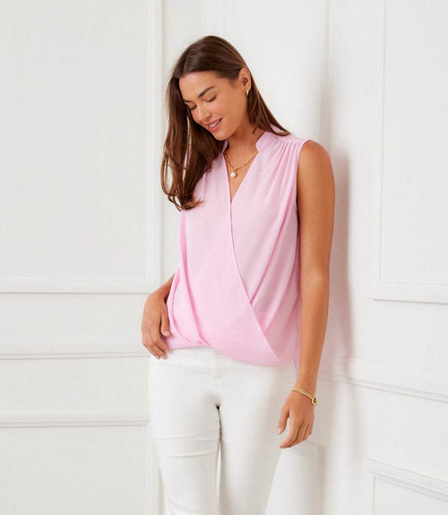 Sleeveless Drape Front Top