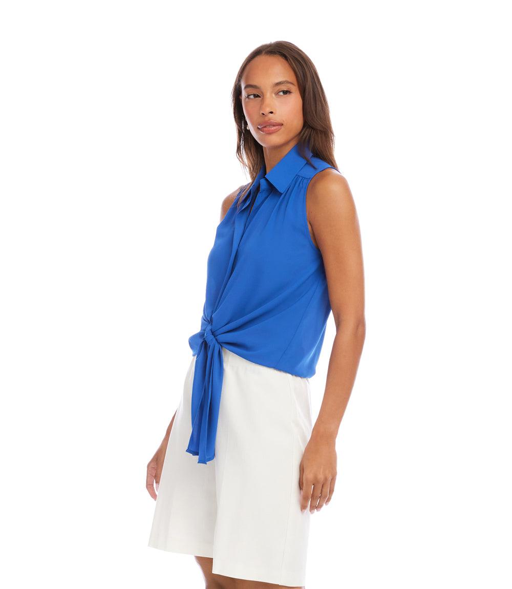 Petite Size Sleeveless Tie-Front Top