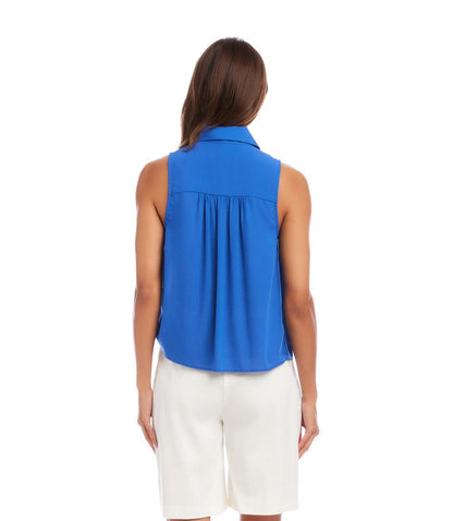 Petite Size Sleeveless Tie-Front Top