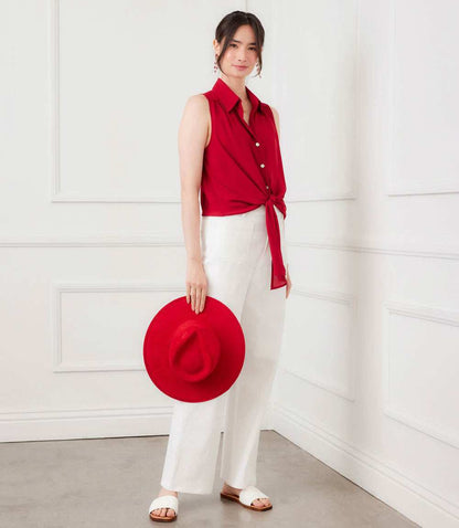 Sleeveless Tie-Front Top