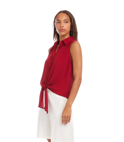 Sleeveless Tie-Front Top