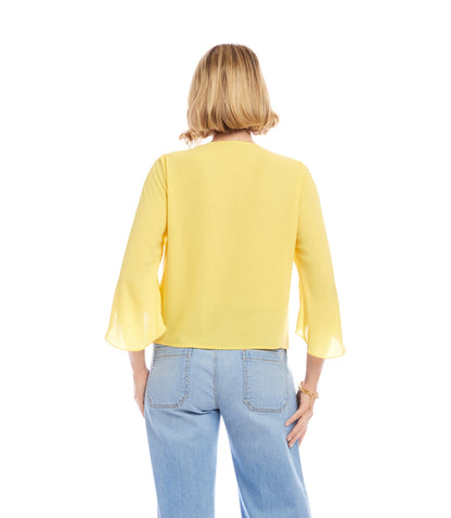 Bracelet Sleeve Drape Front Crossover Top