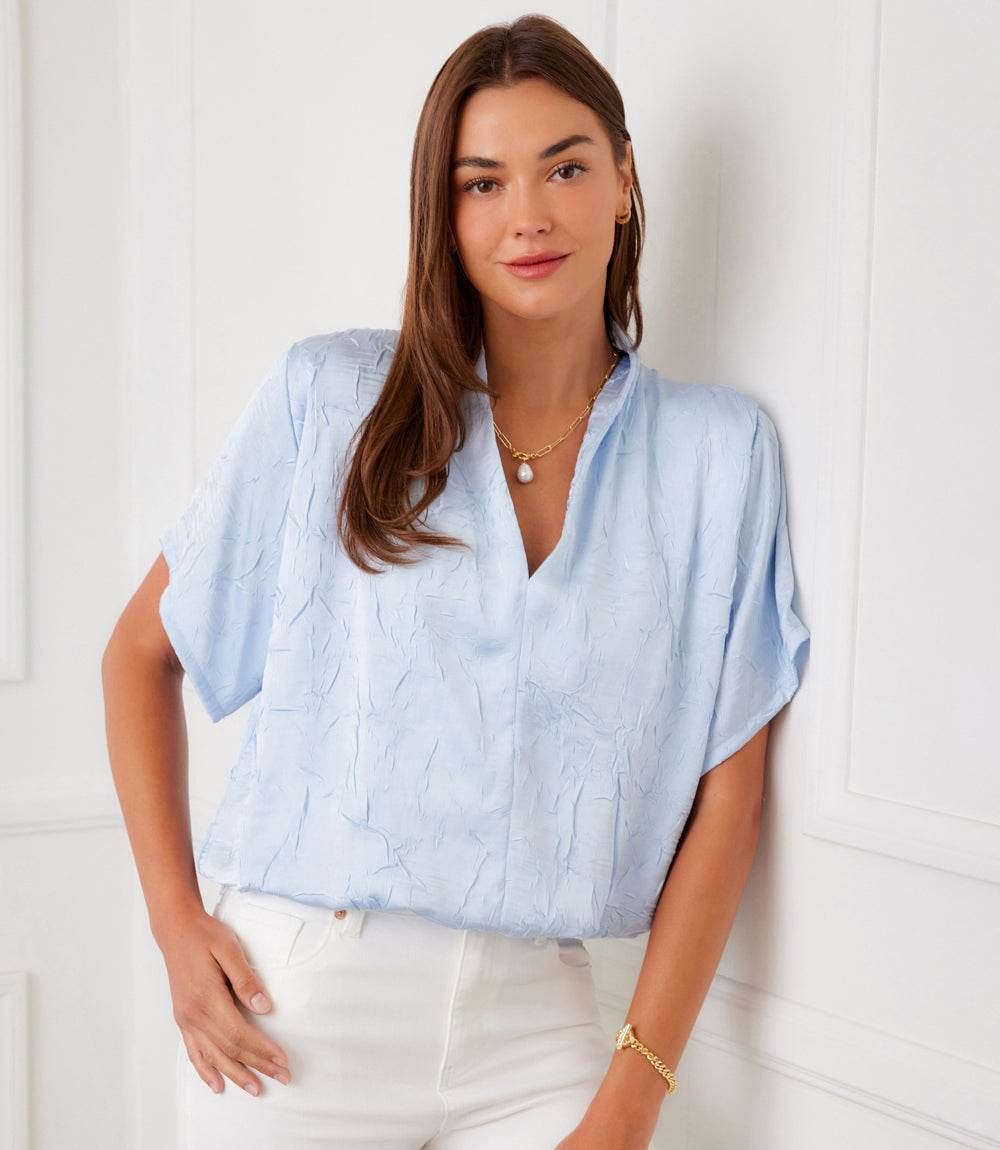 Petite Size Short Sleeve V-Neck Top