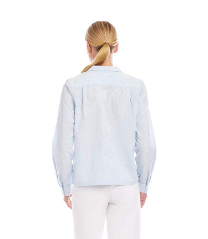 Stripe Long Sleeve Embellished Button-Up Shirt