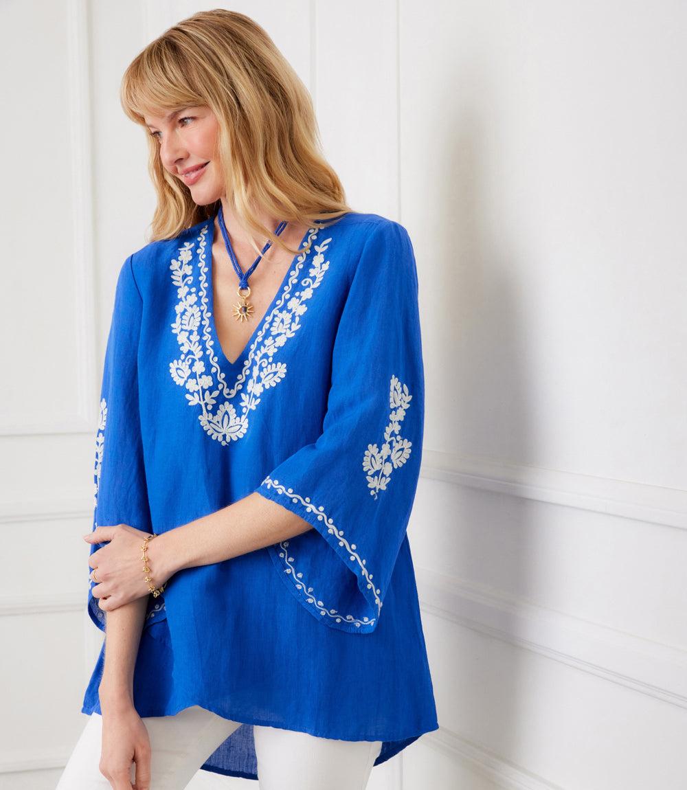 Bracelet Sleeve Embroidered Asymmetric Top