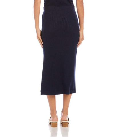 Ribbed Side-Slit Midi Skirt