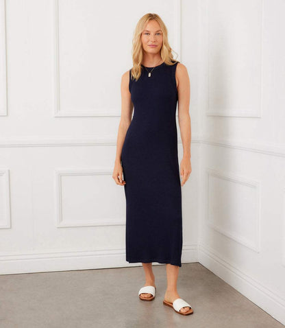Ribbed Sleeveless Midi Column Dress