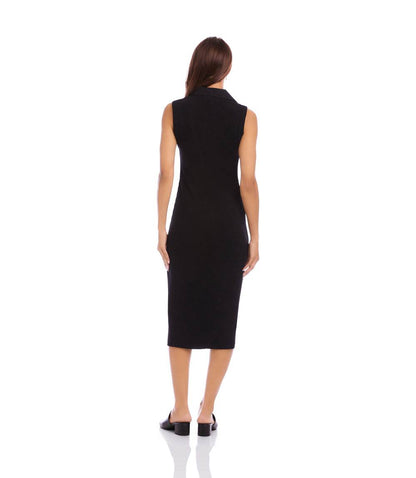 Ribbed Sleeveless Button Front Midi Dress