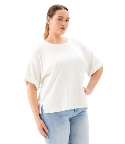 Plus Size Ribbed Cuffed Sleeve Top