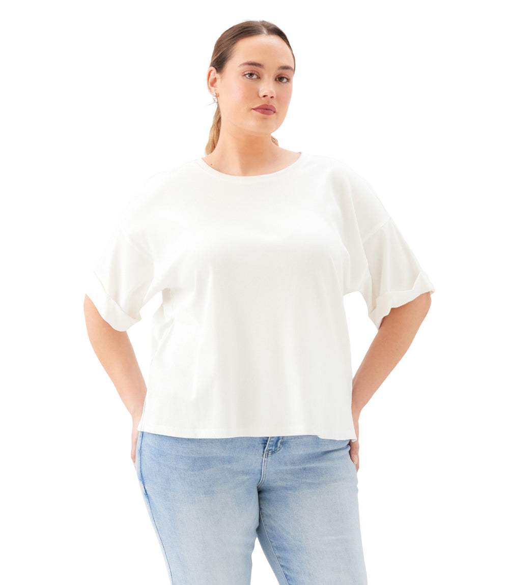 Plus Size Ribbed Cuffed Sleeve Top