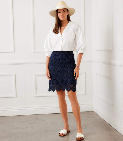 Petite Size Lantern Sleeve Pearl Button Top