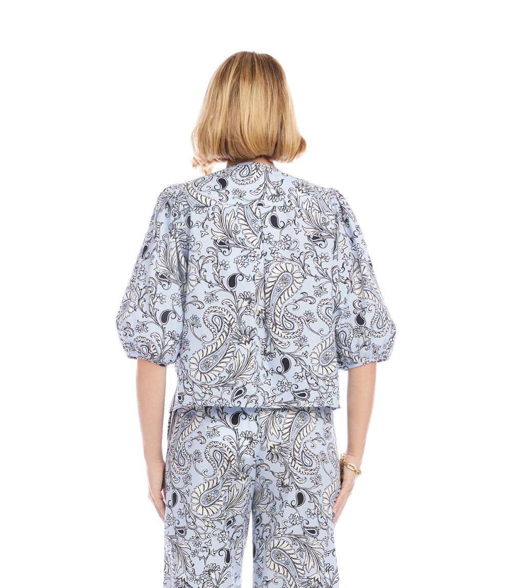 Puff Sleeve Button Front Top