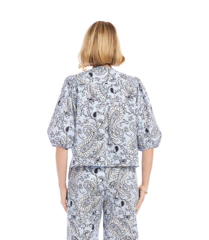 Puff Sleeve Button Front Top