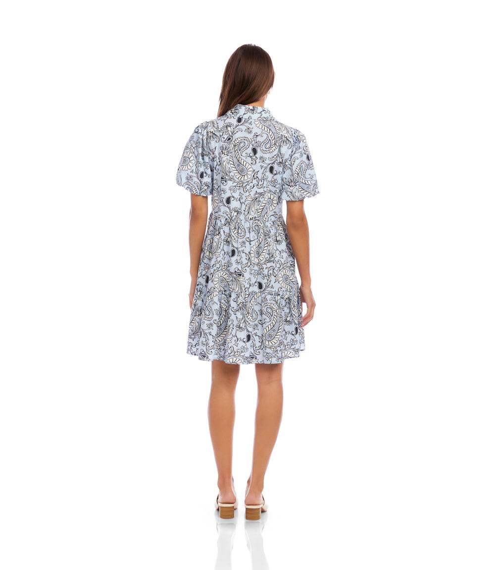 Puff Sleeve Tiered Shirtdress