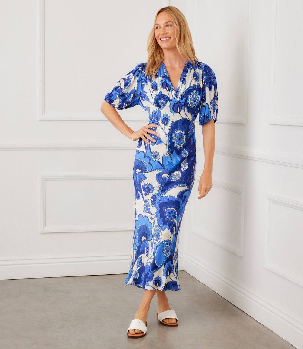 Puff Sleeve Bias Dress