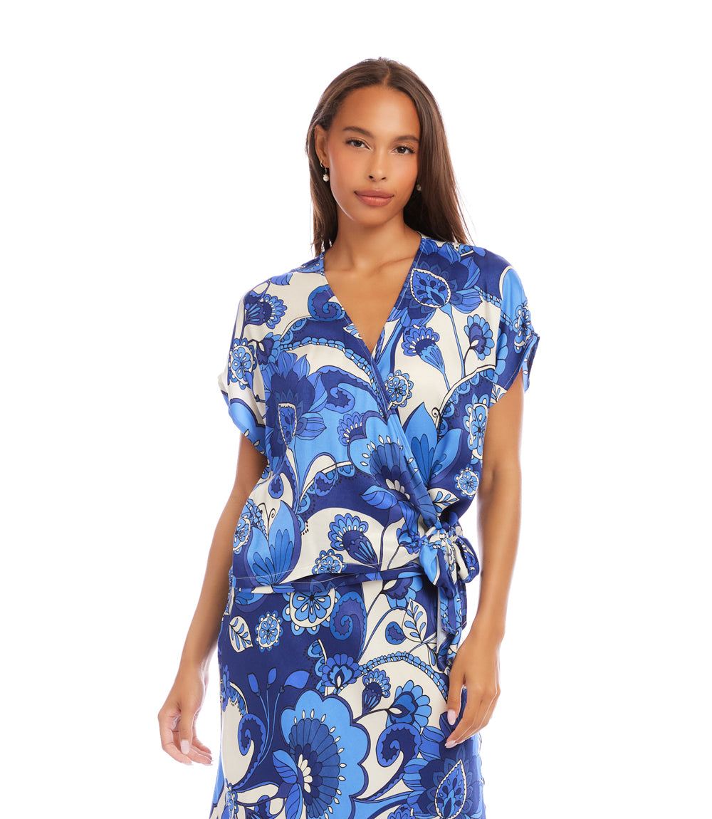 Blouson Wrap Tie Top