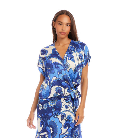 Blouson Wrap Tie Top