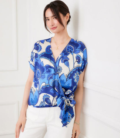 Blouson Wrap Tie Top
