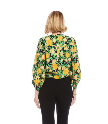 Blouson Sleeve Tie-Front Top