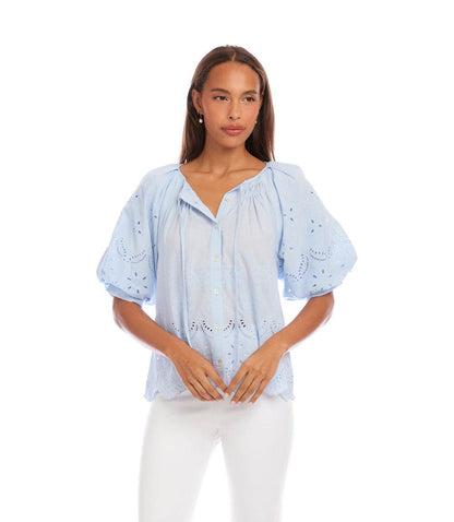 Puff Sleeve Embroidered Top