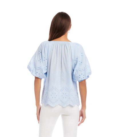 Puff Sleeve Embroidered Top