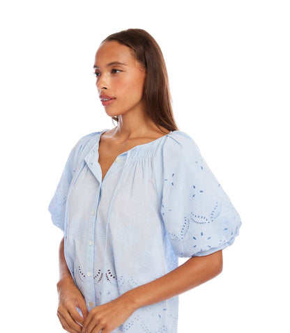 Puff Sleeve Embroidered Top