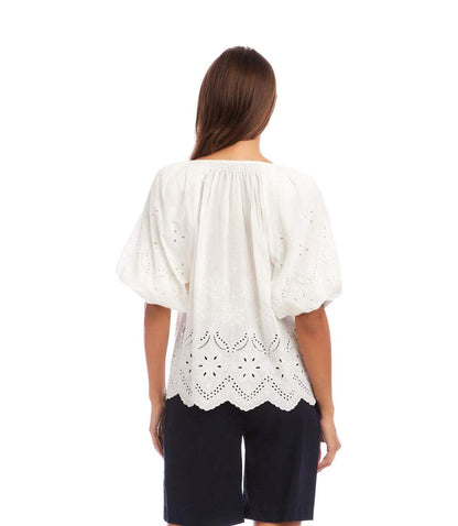 Puff Sleeve Embroidered Top