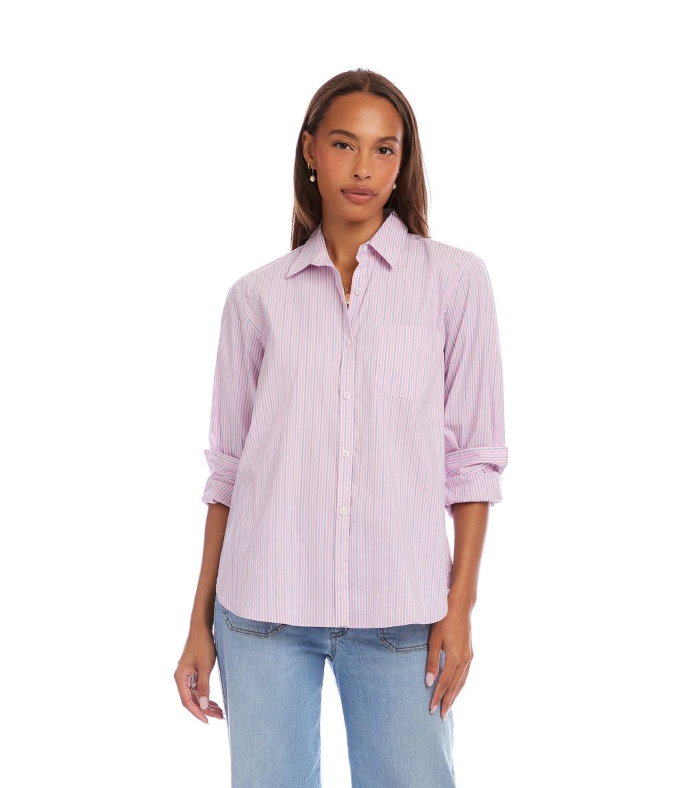 Stripe Long Sleeve Button-Up Shirt
