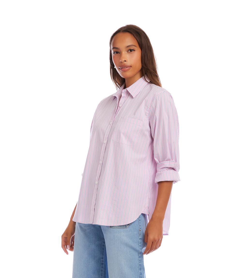 Stripe Long Sleeve Button-Up Shirt
