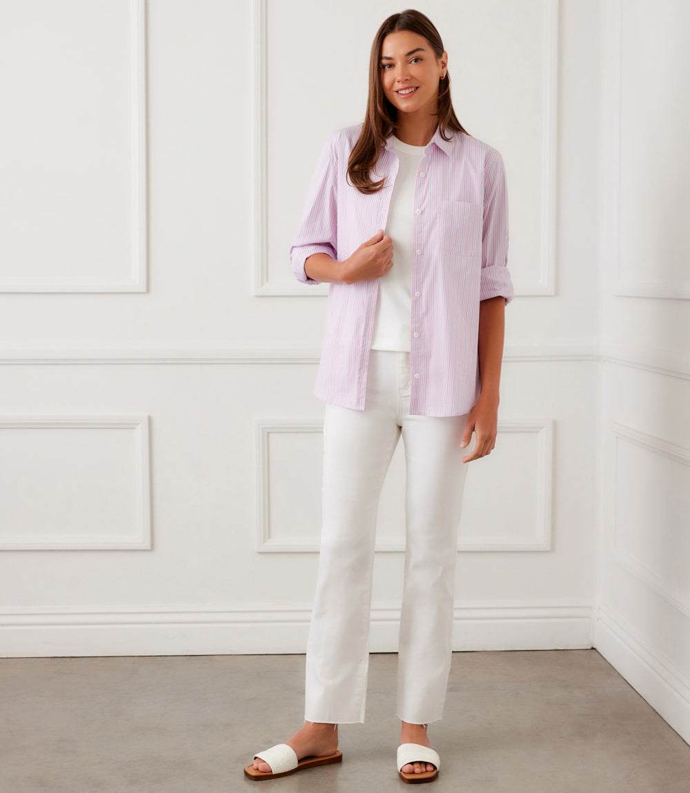 Stripe Long Sleeve Button-Up Shirt