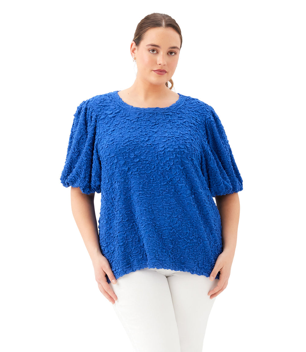 Plus Size Puff Sleeve Textured Top