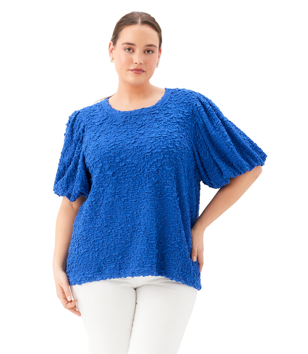 Plus Size Puff Sleeve Textured Top