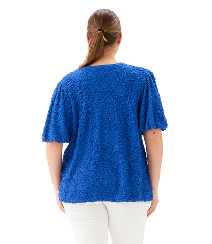 Plus Size Puff Sleeve Textured Top