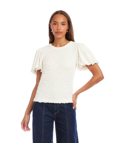 Puff Sleeve Textured Top