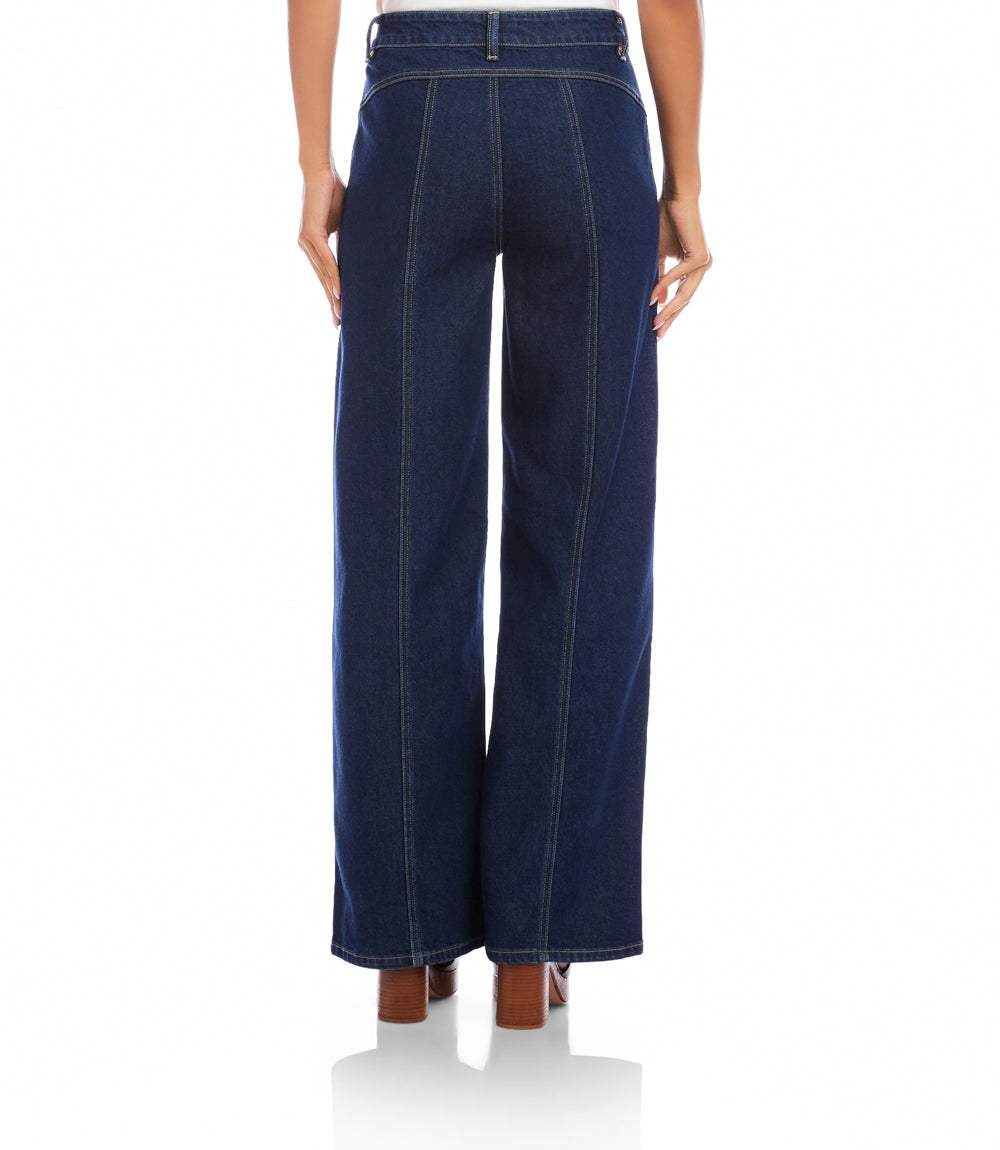 Seam Detail Wide-Leg Jeans