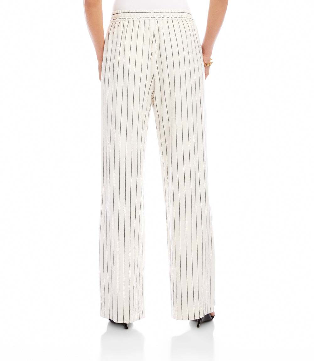 Linen Blend Stripe Drawstring Pants