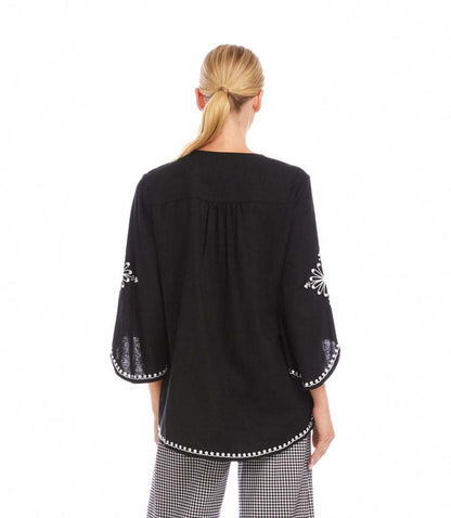 Bracelet Sleeve Embroidered Asymmetric Top