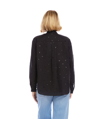 Long Sleeve Beaded Sequin Shirt