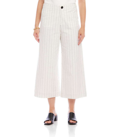 Stripe Cropped Wide-Leg Pants