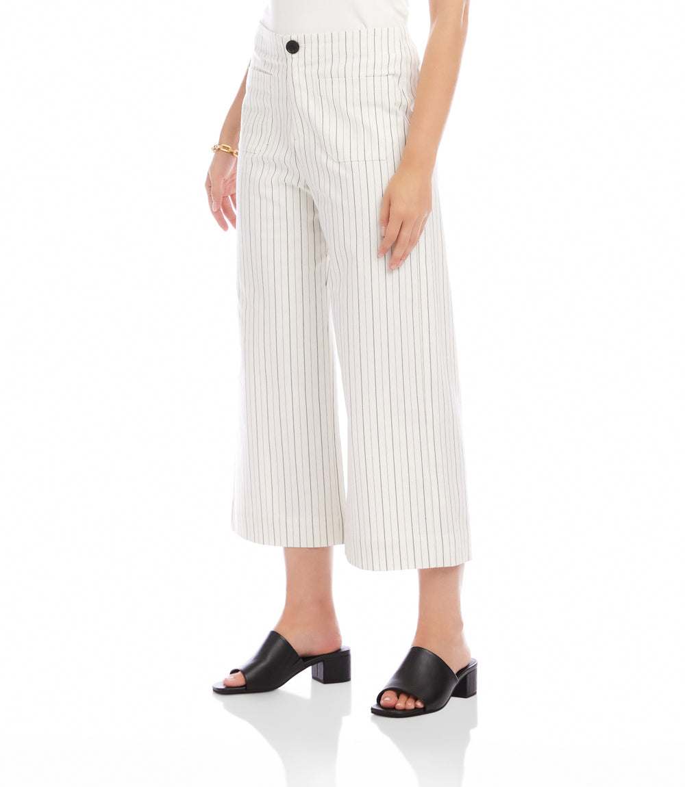 Stripe Cropped Wide-Leg Pants